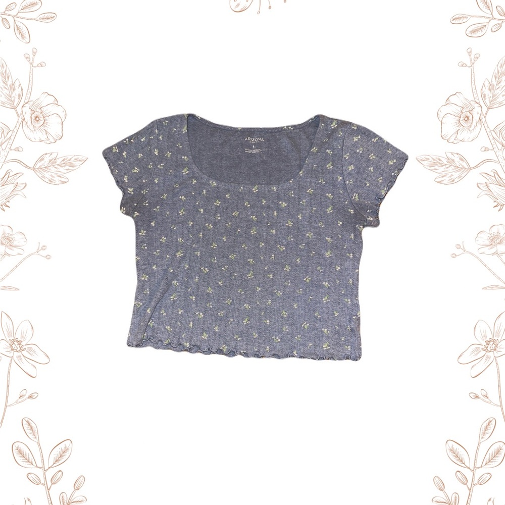 Blue Cropped Floral Top